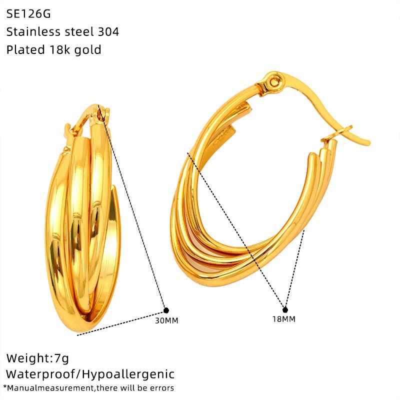 

European & American Minimalist Titanium Steel Gold Wrap-Around Earrings - Women s Ins Style, Light Luxury Versatile Design