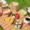 10Pcs/Set Disposable Lunch Box Kraft Paper Square Lunch Box Fast Food Packing Boxes Paper Bowls With Lid Household Bento Boxes