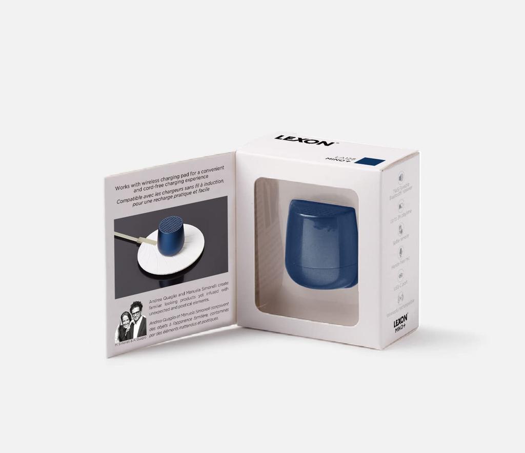 LEXON Aluminum Series 3W Mini Portable Bluetooth Speaker with Wireless TWS and Selfie Button MINO+ Charging, USB-C Charging, Technology, Hands-Free