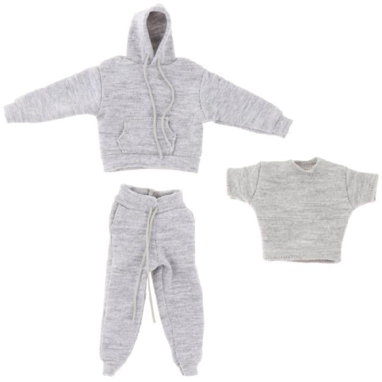 Realistic Miniature Soldier Figure Outfit 3in1 Clothes Set Breathable Hoodie Sweatpants Tees For Doll Display Scene