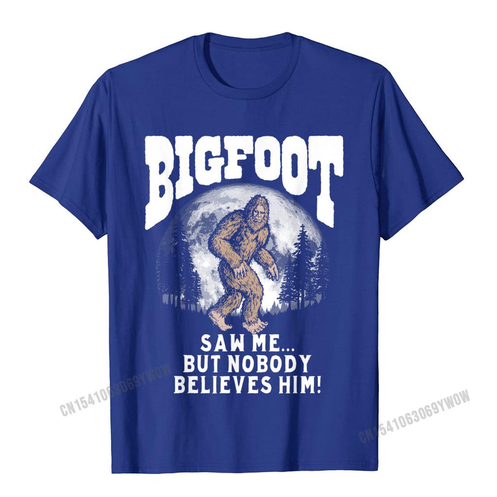Bigfoot Saw Me But Nobody Believes Funny Sasquatch Moon TShirt Camisas Unisex Cool Tops Tees Cotton Unisex Top TShirts Oversized