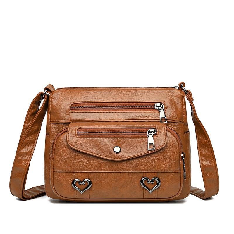 Umhängetasche Weiches Leder Einzelschultertasche Retro Schlicht und Modisch Große Kapazität Große Kapazität Damentasche