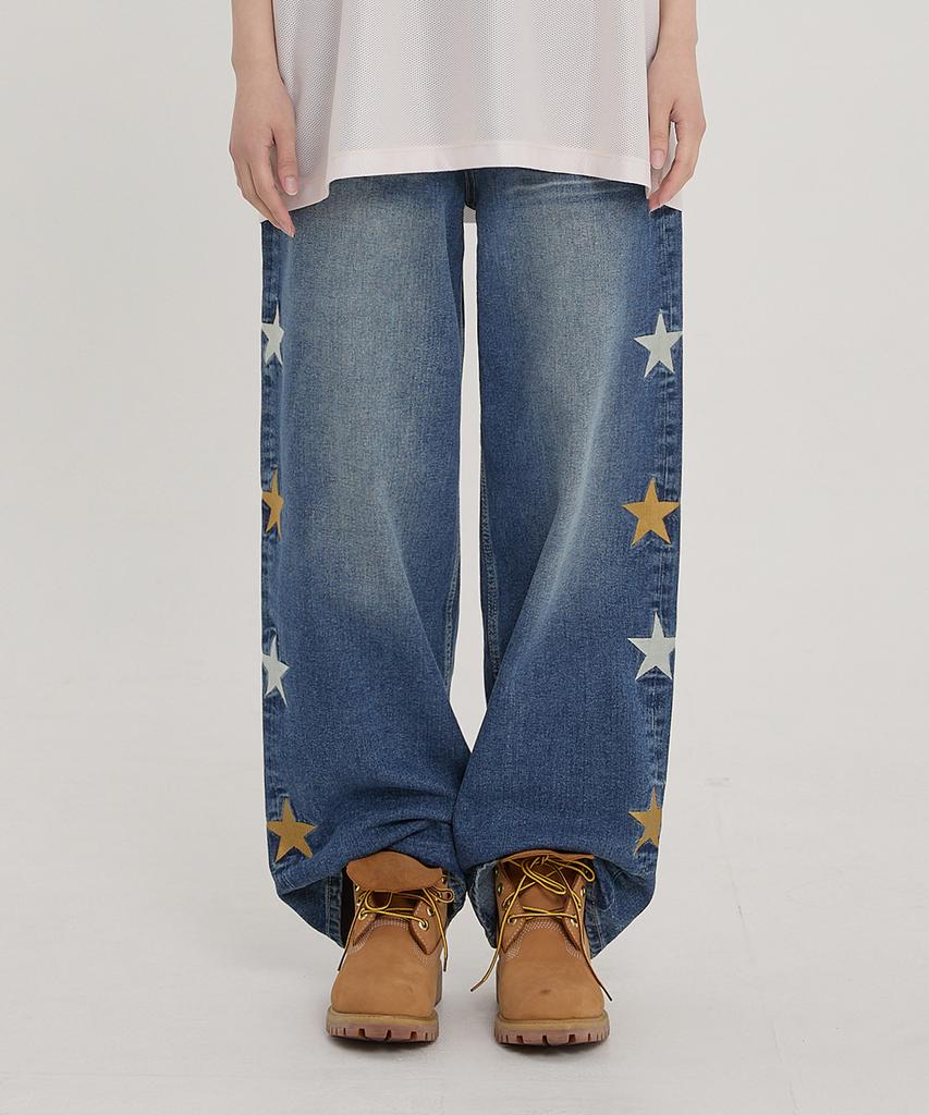 Pantaloni in Denim WAIKEI a Stelle Blu Medio