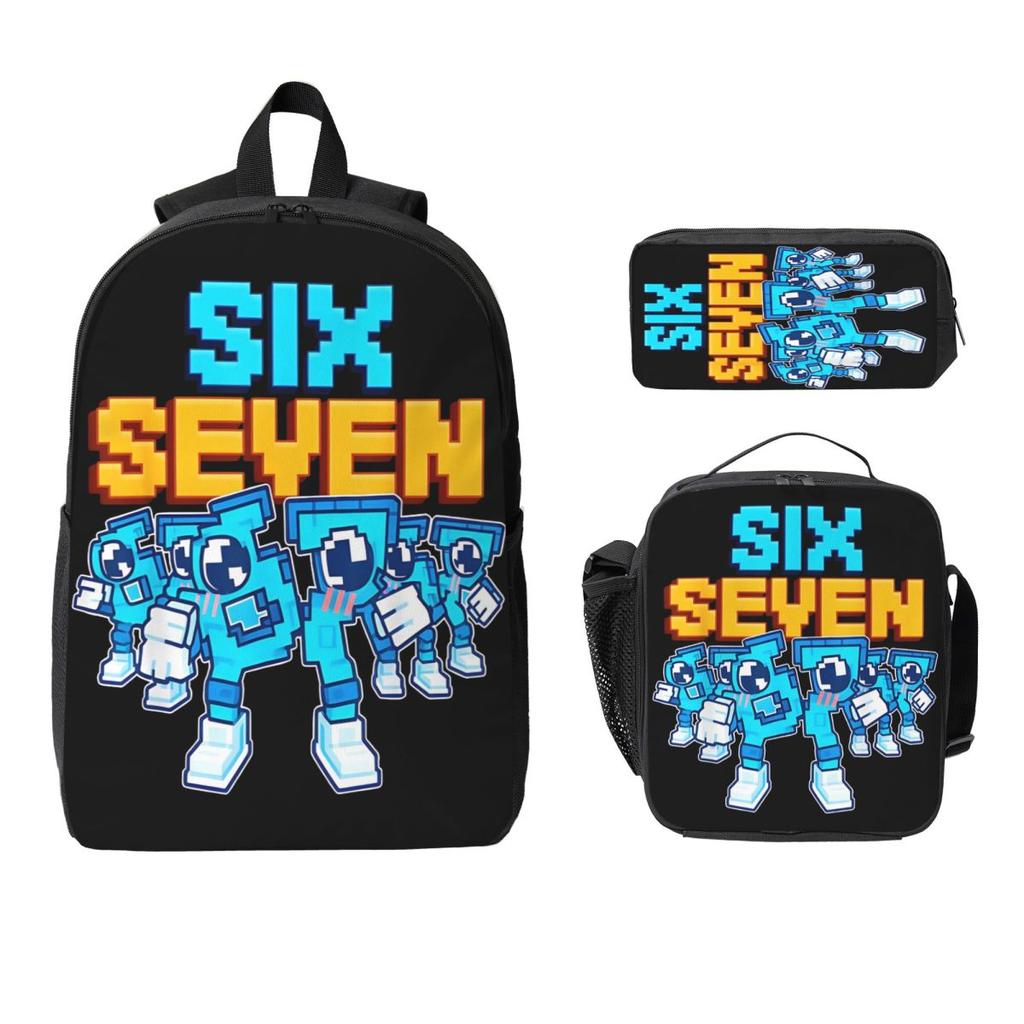 3 Peças 67 Seis Sete 6-7 Italian Brainrot Conjunto de Mochilas Escolares para Meninas Meninos Estojos Mochilas Conjuntos com Lancheira Para Mochila do Dia