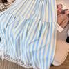 2025 Women's Summer Seaside Striped Spaghetti Strap Long Dress - French Style