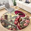 1PCGeisha Blossoms Office Round Area Rug,  Mat Suitable For Office, Under Office Chairs Bedroom Living Room Home Decor, Room Deco