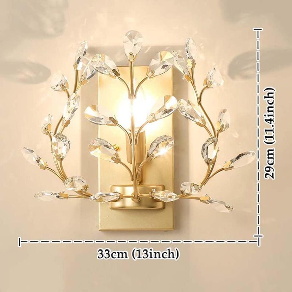 Crystal Wall Sconce, Elegant Flower Branch Wall Sconce Lamps, Modern Minimalist Wall Decor Bedside Wall Lighting Pendant Wall Lamp Fixture for