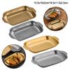 New Stainless Steel Steak Tray Double Ear Design Vintage Barbecue Plate Vegetable Snack Plate Home Kitchen