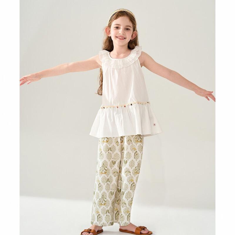 

Girls Ethnic Print Cotton Summer Vest & Pants Set 130