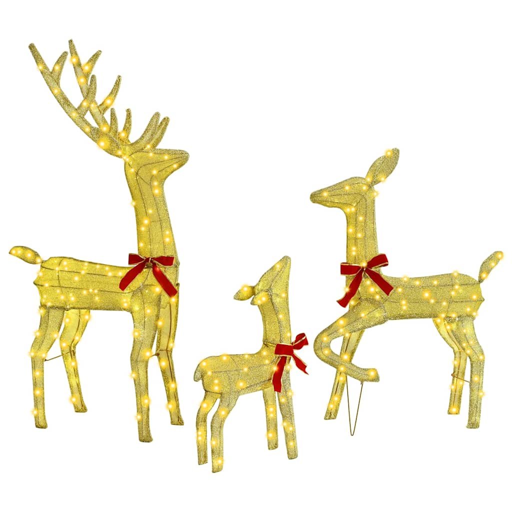 Reindeer Family Set of 3 Warm White Fabric 68 x 26 x 127 cm