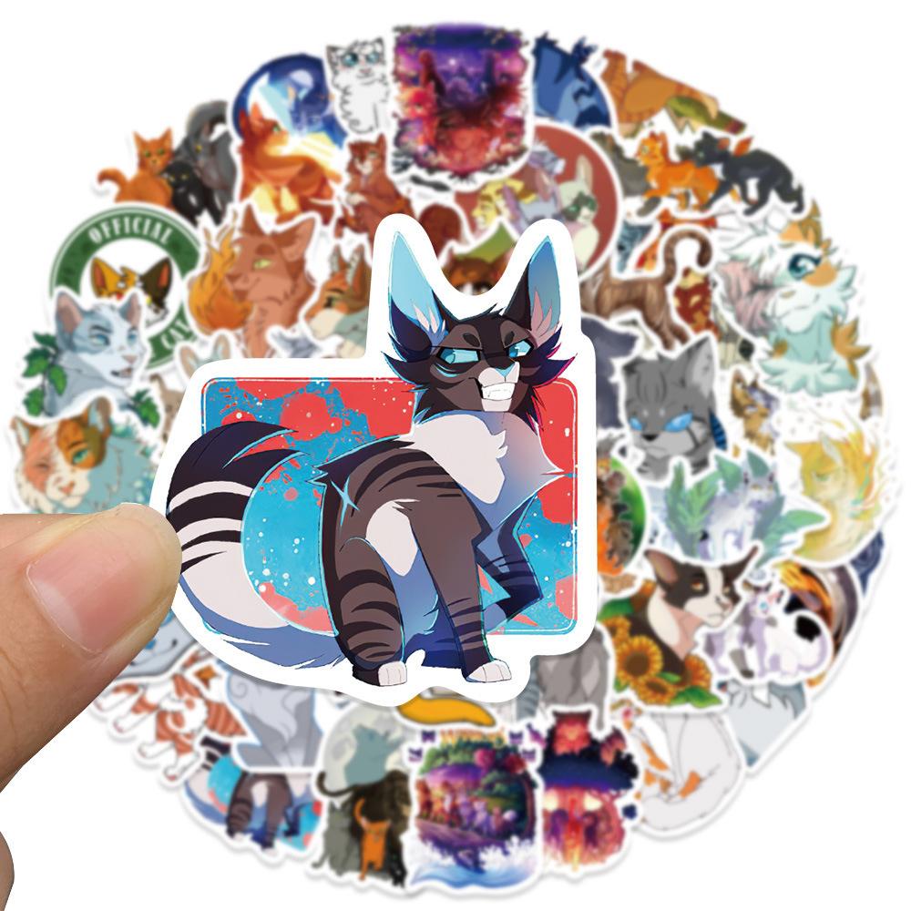 52pcs Warriors Cats Furry Graffiti Stickers for DIY Luggage Laptop Skateboard Motorcycle Bicycle Stickers
