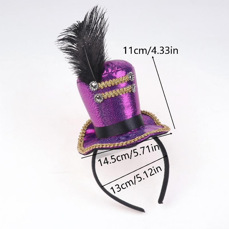 Mini Zylinder Federkappe Stirnband Zirkusdirektor Haarreif Cosplay Kostüm Haarreifen Kinder Erwachsene Haaraccessoires