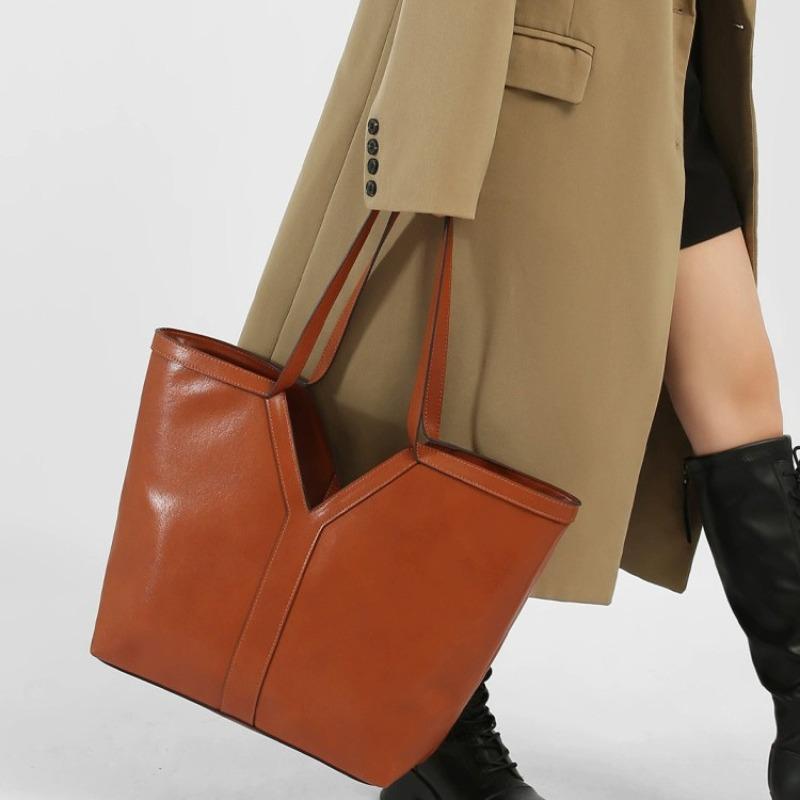 Sac fourre-tout en cuir véritable polyvalent en cuir de vachette pleine fleur grande capacité pour les trajets quotidiens porté sous l'aisselle à l'épaule à la main sac pour femme tendance