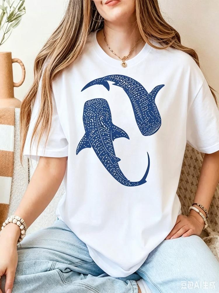Whale Shark Anatomy Biology Tshirt Unisex Unisex Hip Hop Casual T Shirts Unisex Beach Diving White Tshirt Vintage Unisex Tees