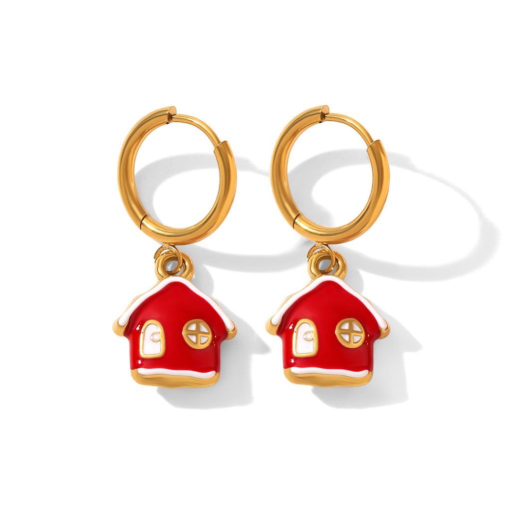 Yori Hot Style Stainless Steel Christmas Earrings 2025 Women Stainless Steel Trendy Golden PVD Waterproof Jewelry Gift