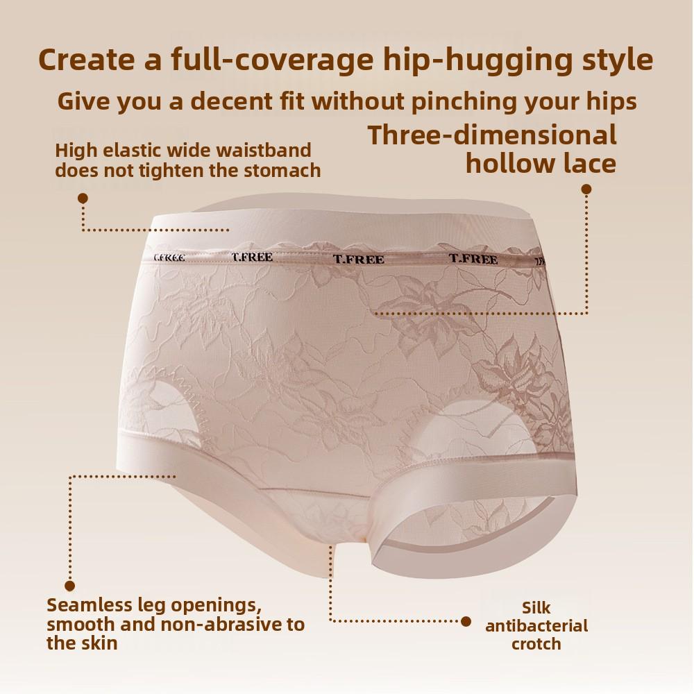 Big Size Female Spring and Summer Lace High Waist Abdominal 10A Bacteriostatic Extended Bottom Crotch No Trace Briefs