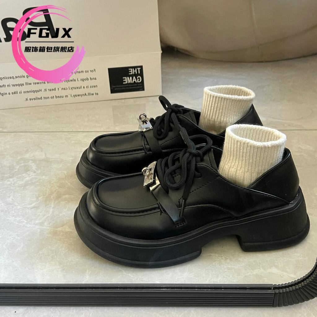 New with Skirt Women's Shoes Small Leather Shoes Summer Japanese Leather Shoes Platform Mary Retro Round Head British Loafers Women