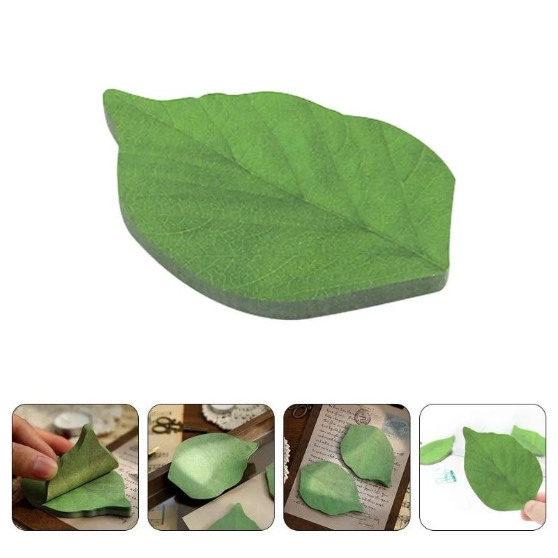 50 Sheets Per Book Green Leaf Stickers Notebooks with Realistic Leaf Shapes Cute Office and Home Decor Paper Reusable Leaves