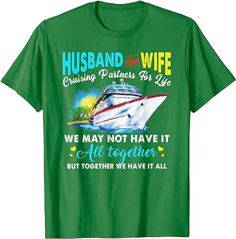 Cruise Ship Husband and Wife Cruising Partners for Life TShirt Life Cruise Trip Squad Graphic Tee Tops Vacation Holiday Clothes S