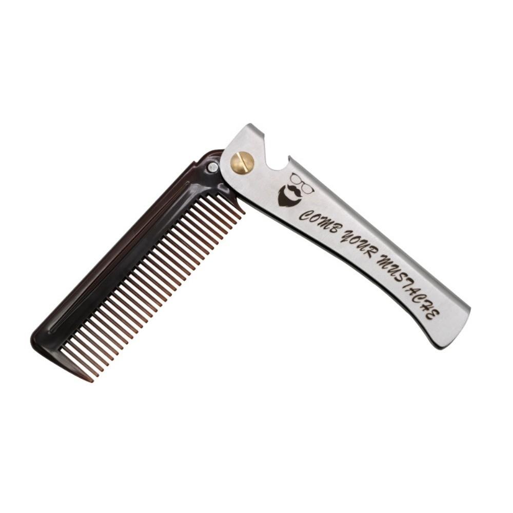 Gifts Portable Folding Stainless Steel Combs Men Oil Head Foldable Hair Comb Hair Styling Tools Mustache Comb
