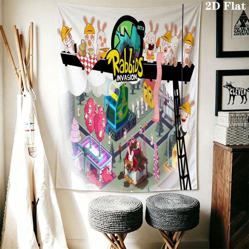 Rabbids Invasion Chaos Wall Hanging Printed Fabric Blanket Decorative Tapestries for Bedroom Living Room Home Decor