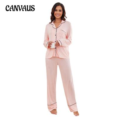 Damen Homewear Anzug Herbst und Winter Modal Langarm Hemd Hose Pyjama Anzug