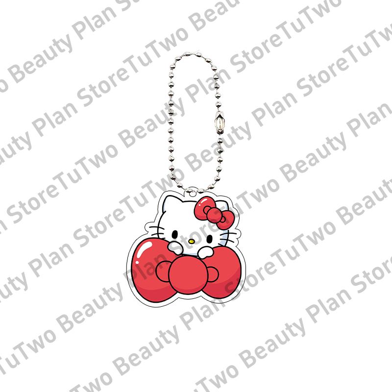 

Kawaii Hello Kitty Bow Cartoon Anime Acrylic Keychain Accessories Girly Heart Cute Students Backpack Pendant Charm Gifts Toys about 5cm