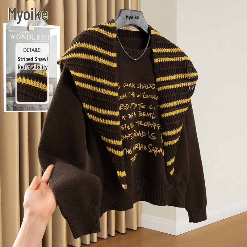 

Women s Color Block Letter Crew Neck Sweater One Size