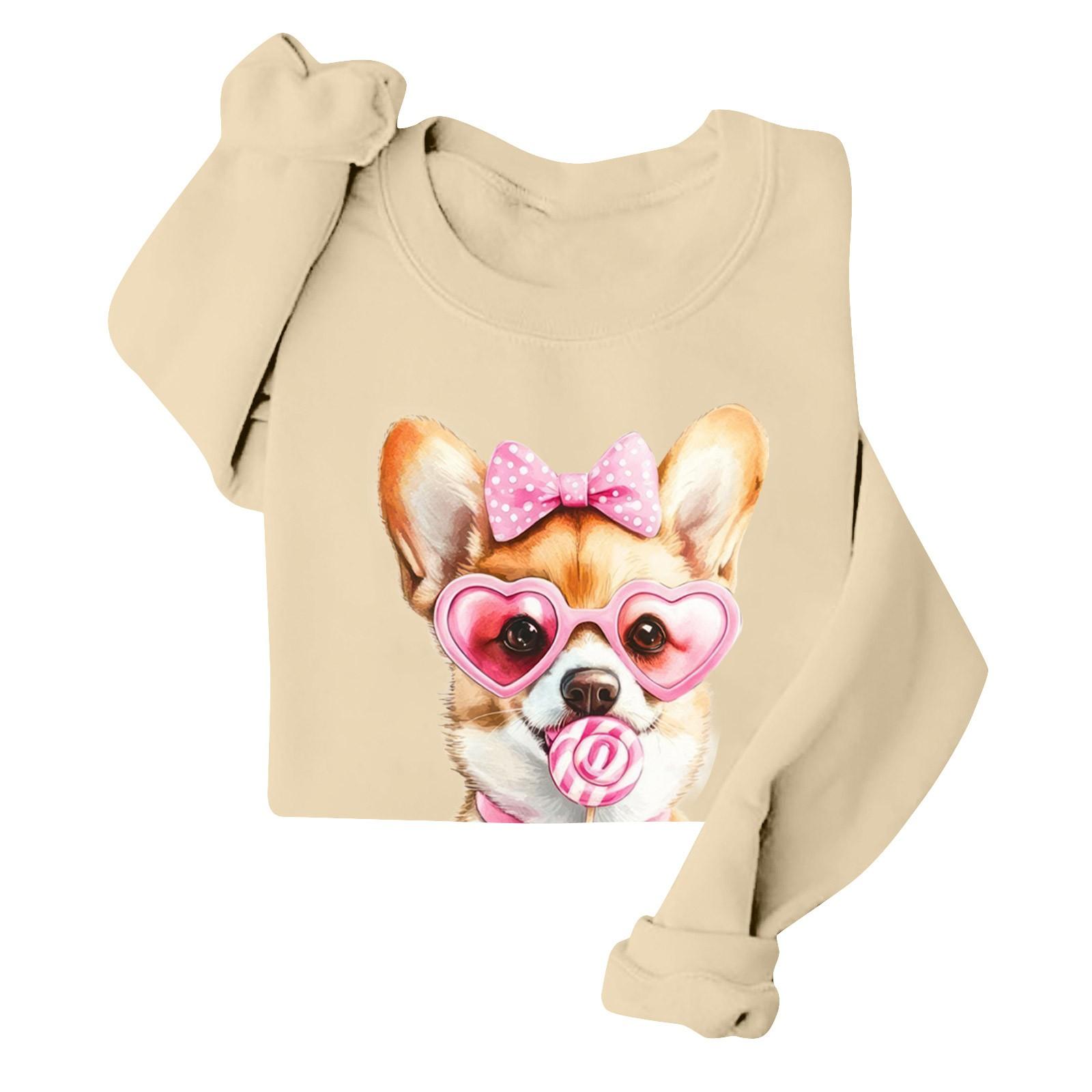 

Жіноча повсякденна мода з принтом та довгим рукавом, O-подібним вирізом, светр-пуловер L білий