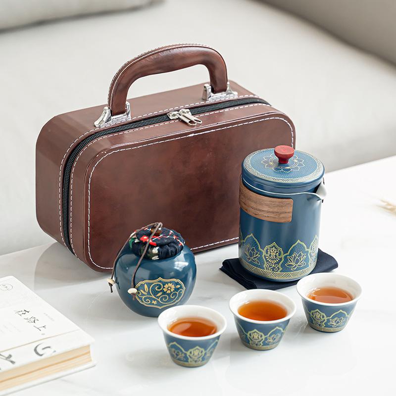 Travel Kung Fu Tea Set Small Set Portable One Pot Three Cups Outdoor Camping Kuaike Cup Business Gifts