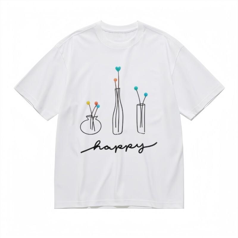 

Women s Soft Classic T-Shirt Minimalist Happy Line Drawing Vase Design Tee 4XL