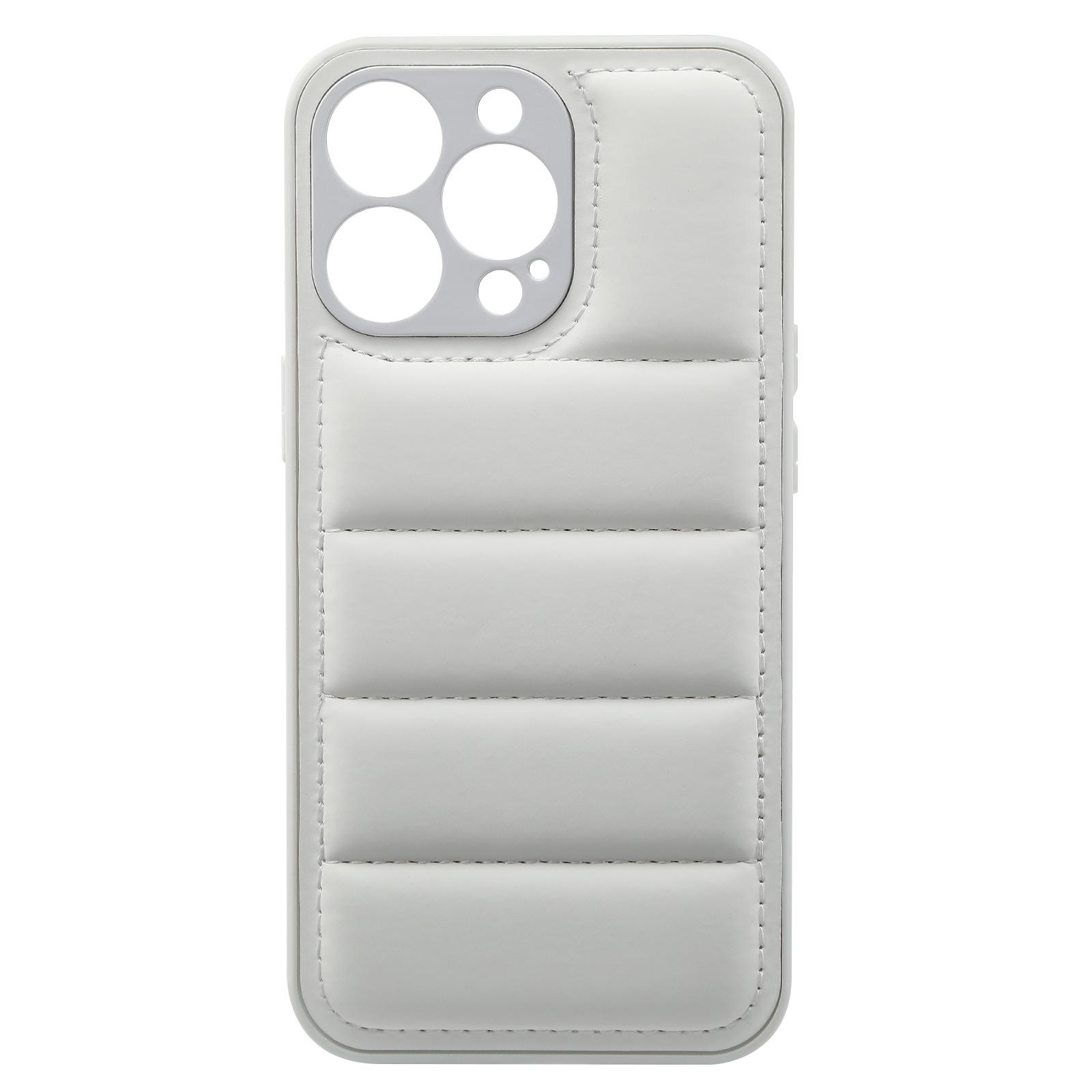 

PU Leather Padded iPhone 17 Pro Max Down Jacket Case iPhone 17 Pro Max білий