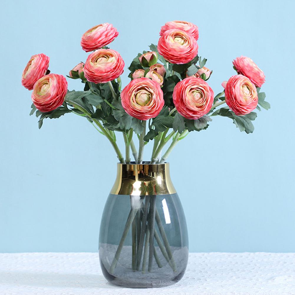 Use Artificial Flowers Artificial Ranunculus Asiaticus 2 Head Silk Flower Stem Realistic Peony Faux Bloom Arrangement Wedding
