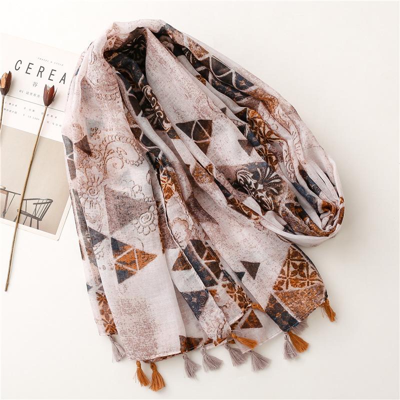 Autumn Fashion Aztec Geometric Viscose Shawl Scarf Lady High Quality Wrap Pashmina Stole Echarpe Foulards Mulsim Hijab 180*90Cm