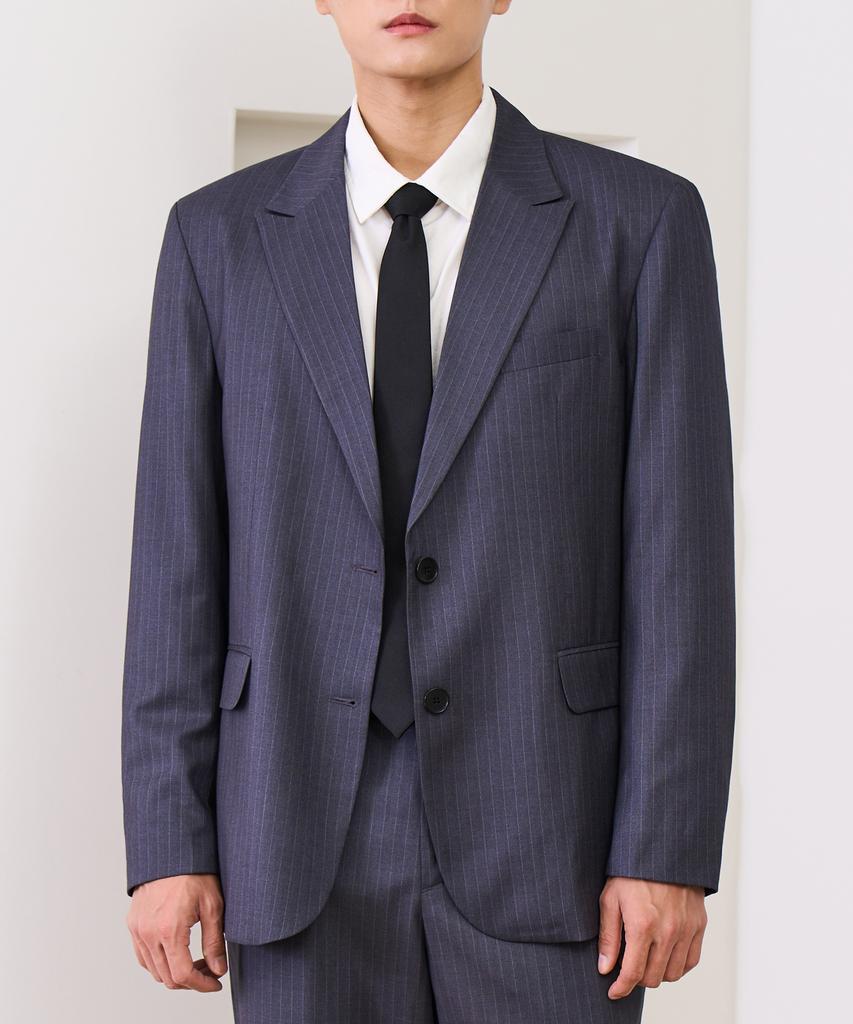 Prairie Striped Single Blazer (Gray)