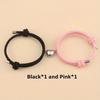 2pcs/set Magnetic Heart Charm Braided Rope Adjustable Bracelets For Couples, Holiday Birthday Gift For Boyfriends / Girlfriends
