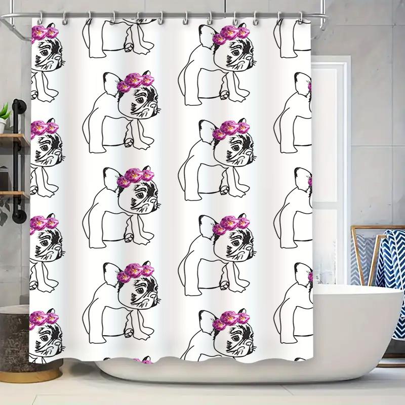 

Decorative Black And White Shower Curtain With Intricate Design For Bathroom Decor Extra Long Size Suitable For Bathtubs Or Whir W60H190(CM)-1 Pcs