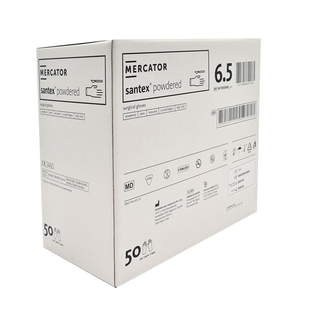 Mercator Santex Powdered Sterile Latex Surgical Gloves 6.5 50 Pairs