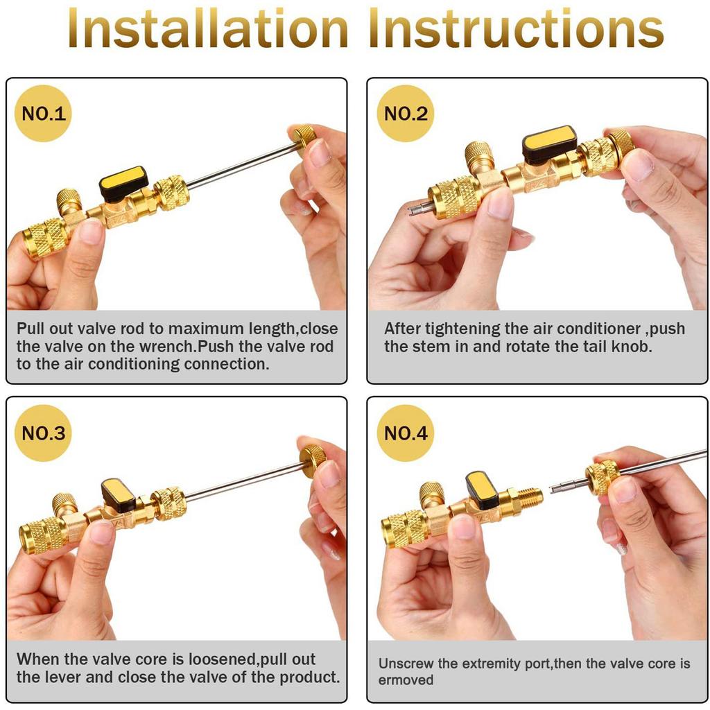 Nástroj na demontáž jádra automatických ventilů SAE 1/4palcový 5/16palcový Opravy klimatizace auta dvou velikostí
