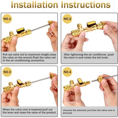 Auto Valves Spool Remover Install Tool SAE 1 4inch 5 16inch Dual Size Car Air Conditioning Repairs Tools for HVAC R22