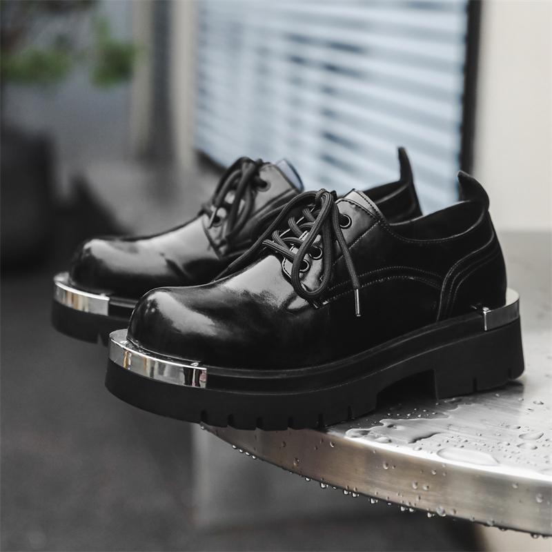 

Кожаная обувь для мужчин Платформа Натуральная кожа Обувь больших размеров Высокое качество Дизайнерская Формальная Платформа Повседневная обувь Для улицы 44 чёрный