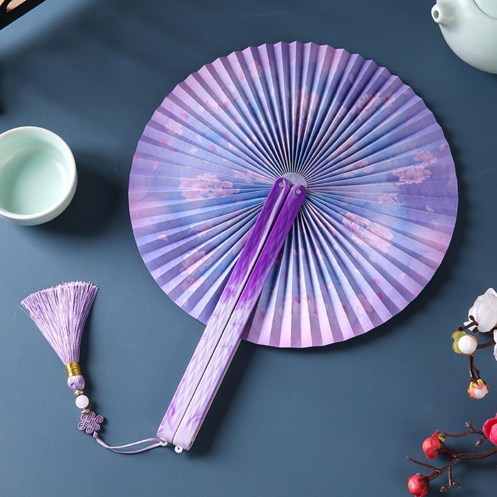Colorful Folding Paper fan Paper Decorative Fans Portable Circular Fan Wedding Party