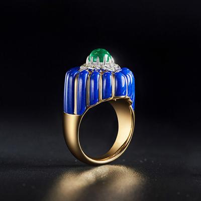 Italiensk Vintage Krona Imitation Naturlig Smaragd Ring Lämplig För Kvinnors Vardag Fest Mode Smycken