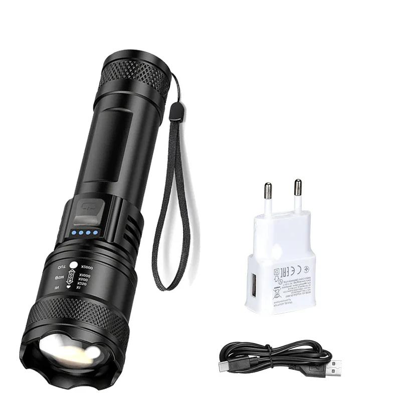 High Power LED Flashlight - USB Rechargeable, Zoomable Waterproof Multi-Mode Torch Light for Camping, Hiking, Emergency & Outdoo
