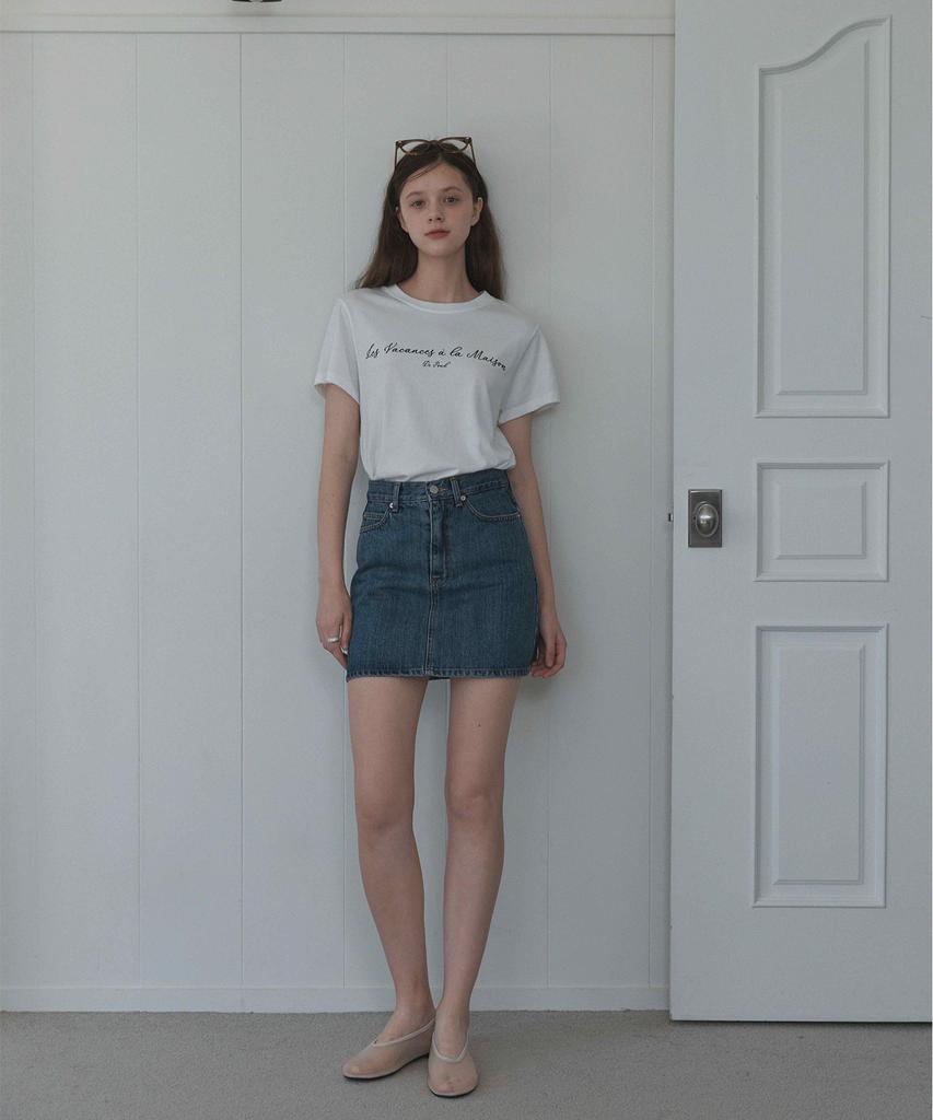 Hauseuobeupondeu Kaihara Fabric Denim Skirt(Light Blue, Mid Blue)