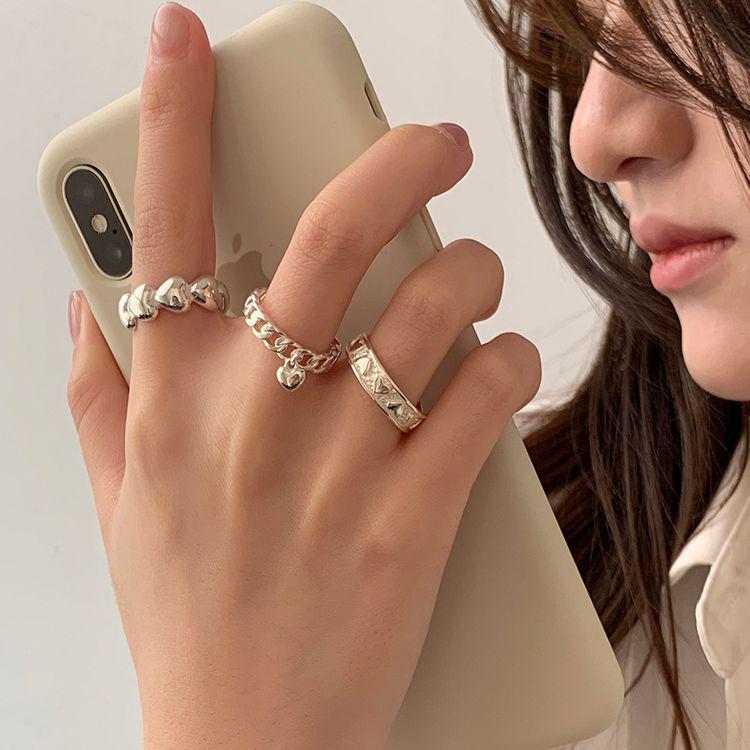 Versatile Adjustable Heart Ring for Women - Elegant Layered Design