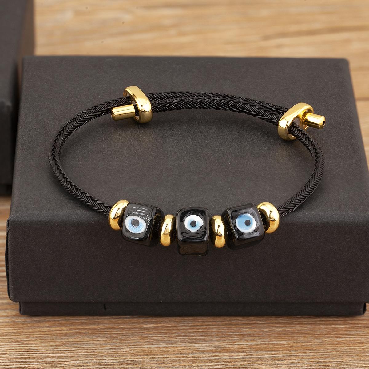 

Nidin Punk Style Evil Eye Charm Bracelet Adjustable Fashion Accessory for Women Versatile Female Jewelry Gift чорний