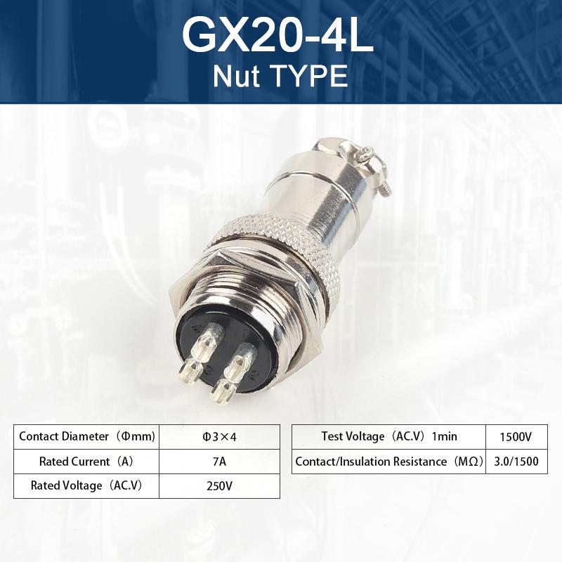 GX20 Nut Type  Male &Female Aviation Plug Socket Connector 2/3/4/5/6/7/8/9/10/12/14/15 PIN Cable Joint  Aviation Plug Connector
