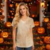 Women's V-Neck Short Sleeve Caregiver Scrub Top with Pockets Gradient Tie Print