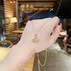 High-End Titanium Steel Clavicle Chain with Zircon Inlaid Four-Leaf Clover Pendant Necklace